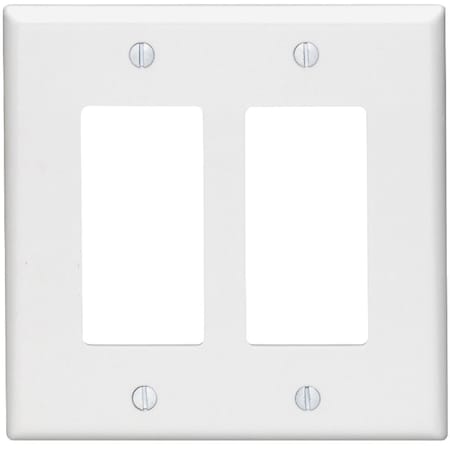 Leviton Mid-Way 2-Gang Smooth Plastic Rocker Decorator Wall Plate, White 002-80609W